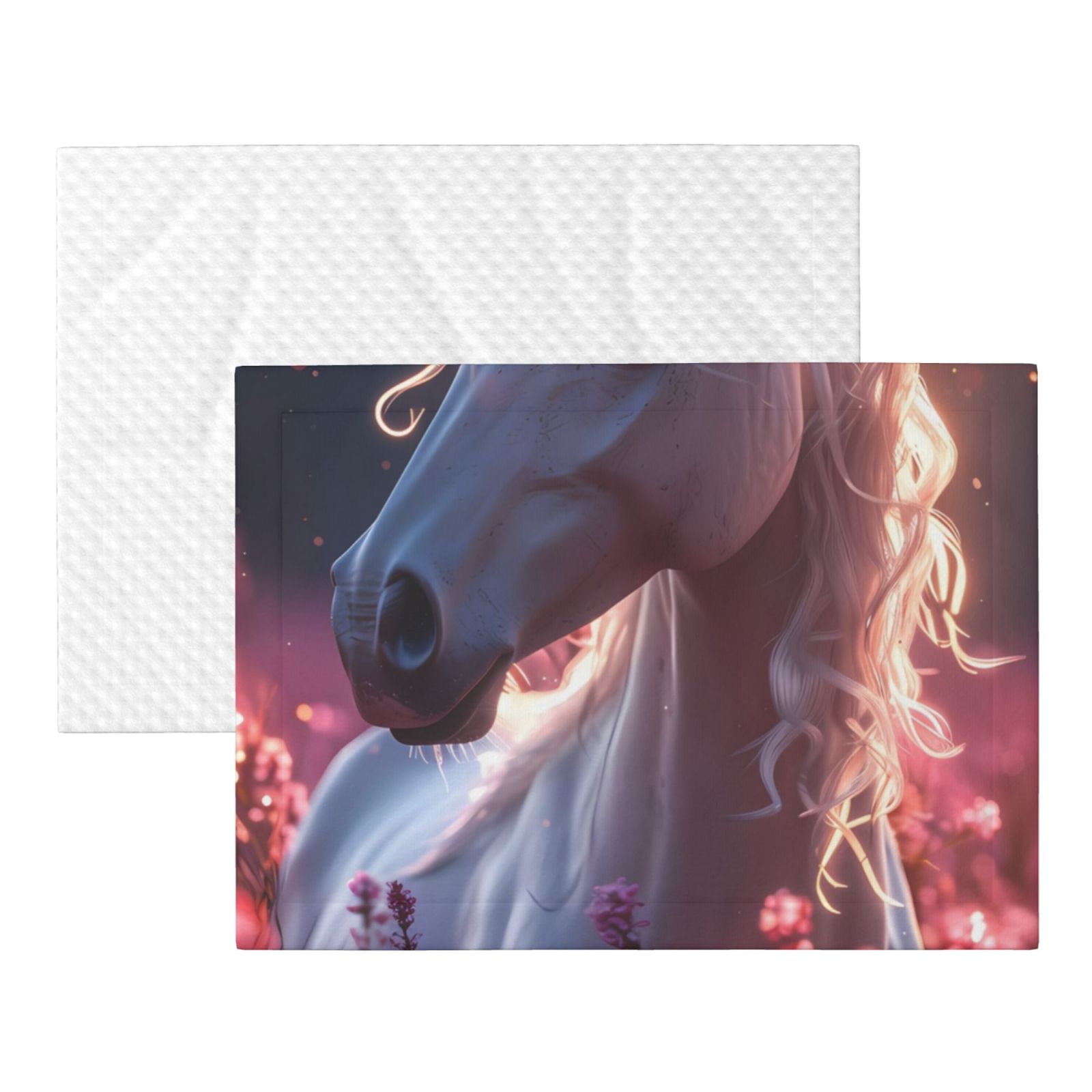 Naloa Flower White Horse Dog Blanket, 3 Sizes Cat Blanket for Indoor Cats Large Medium Small Dog Gifts-Medium