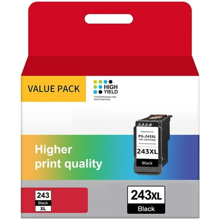 Canon PG-243 Black Ink Cartridge 243 Ink Cartridge Compatible for PIXMA MX492, TR4520, TS3322, TS3420 Printers (1 Black)