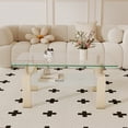 thumbnail image 3 of Noble House Rectangle Glass Coffee Table,Clear Modern Side Center Table,Oak, 3 of 10