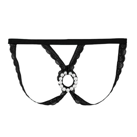 Midwennn Men s Solid Color Sexy Underwear Pearl Ring Hollow Underwear Thong Sexy Woman Lingerie Fishnet