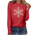 thumbnail image 5 of Mgmyaa Womens Christmas Print Long Sleeve Shirt Round Neck Graphic Tees Casual T-Shirts, 5 of 7