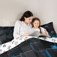 thumbnail image 5 of Manfei 3D Geometric Plaid Queen Comforter Set (3-Piece) Blue Black Checkered For Boys Kids, 5 of 8