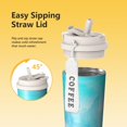 thumbnail image 3 of 18oz Travel Coffee Mug, 316 Stainless Steel Vacuum Insulated Tumbler with 2-in-1 Straw Lid & Strap, Ice Crystal Print, 3 of 6