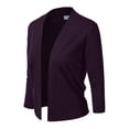 thumbnail image 2 of Doublju Women's Basic 3/4 Sleeve Open Front Cropped Cardigan DARKPURPLE XL, 2 of 4