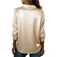 thumbnail image 4 of Delconic Women's Asymmetrical Long Sleeved Collar Shirt Top Champagne 2XL, 4 of 4