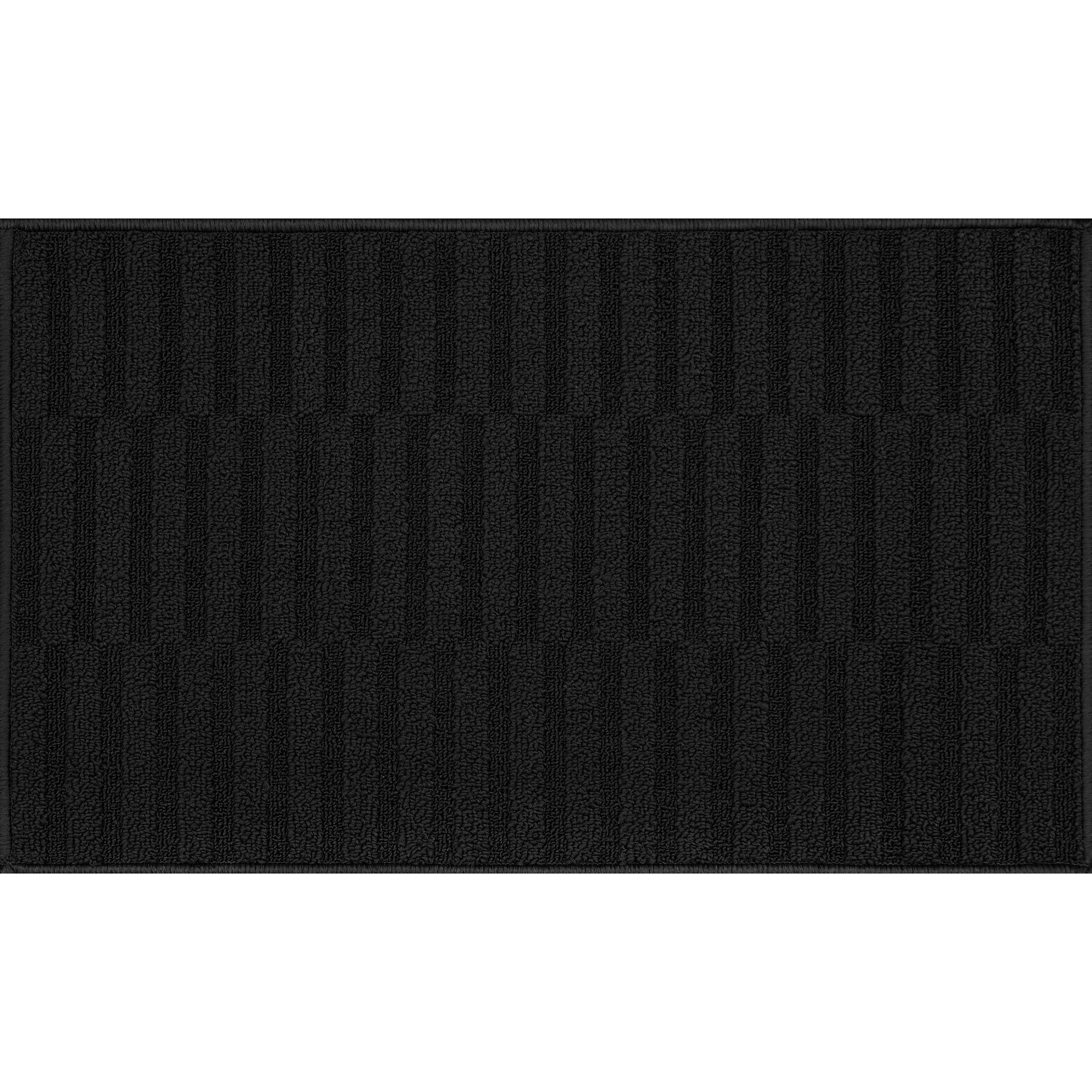 Mainstays Woven Rug Line Check Black, 18 in x 30 in, Indoor Use