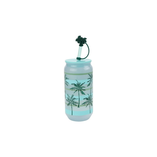 Mainstays Palm Tree Color-Changing Acrylic Sipper Tumbler, 580mL