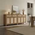 thumbnail image 2 of SICOTAS 43.5"W Boho Sideboard Buffet  Set of 2 with 3 Rattan Doors & 2 Large Drawers –Farmhouse Buffet Cabinet with Adjustable Shelves & Sotrage for Living Room, Entryway, Kitchen,Natural Oak, 2 of 11