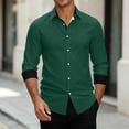 thumbnail image 3 of IYTR Men Long Sleeve Button Up Dress Shirts Contrast Cuff Lapel Solid Color Slim Fit Office Casual Top (Green,XXL), 3 of 8