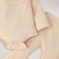 thumbnail image 4 of NOLDARES Baby Girl Newborn Clothes 3Pcs Set Long Sleeve Romper Flared Pants Headband Fall Winter Cute Outfits,Beige,18-24 M, 4 of 4