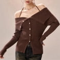 thumbnail image 4 of Suéter de Punto Acanalado Asimétrico para Mujer, Informal, Liso, Ajustado, de Larga. Color Café Talla Única, 4 of 10
