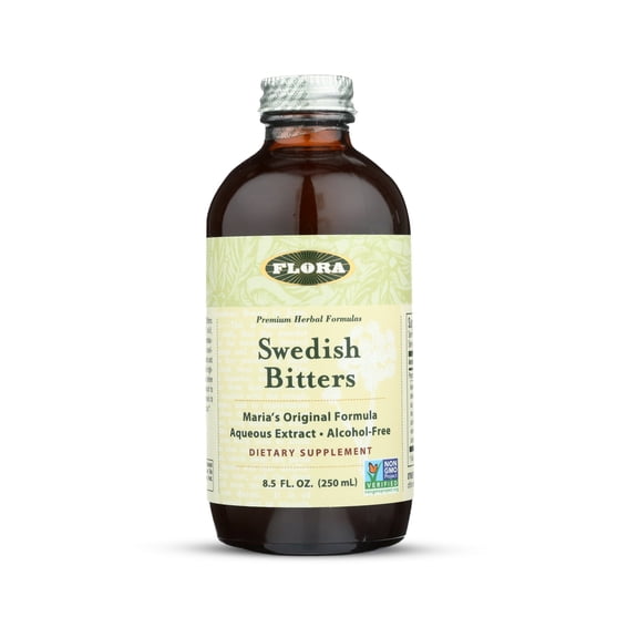 Flora Swedish Digestive Bitters Alcohol-Free 8.5 Fl Oz – Traditional Austrian Digestive Herbs for Digestion Improvement, Acid Reflux, Tummy issues and more
