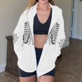 thumbnail image 3 of Aligament White Halloween Essentials Hoodie, Polyester Zip Up Hoodie Women, Women’S Skeleton Oversized Zip Up Hoodie Sweashirt Graphic Hoodies Fall Long Sleeve Pullover Tops XL, 3 of 3