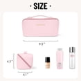 thumbnail image 2 of Lomyolo Large Capacity Makeup Bag for Women, 9.8L Waterproof Travel Cosmetic Organizer Toiletry Bag with Brush Pouch, Open Flat Toiletry Bag, Portable Lightweight Leather Cosmetic Bags - Pink, 2 of 7