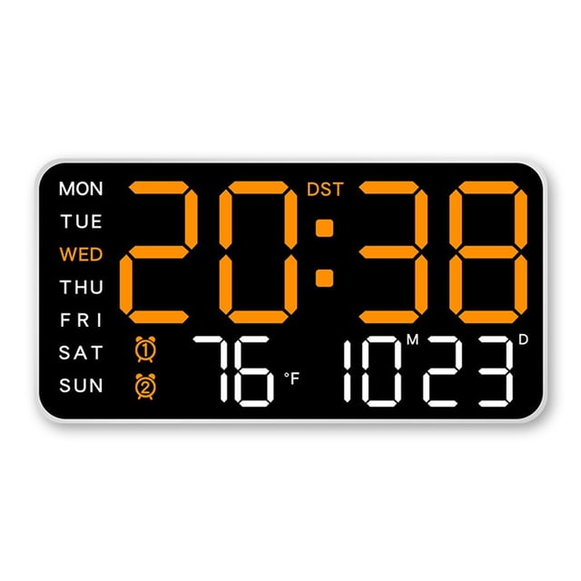Large Digital Wall Clocks Week Date Temperature Display Voice Control Tables LED 12/24H Alarm Clock Brightness Adjustable Clock