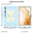 thumbnail image 7 of Case for Samsung Galaxy Tab S10 FE/ S9 FE 10.9 inch/S9 11 inch with Butterfly Stand, Shockproof Protective Tablet Cover with Pencil Holder Shoulder Strap for Kids Girls, Beige Blue, 7 of 7