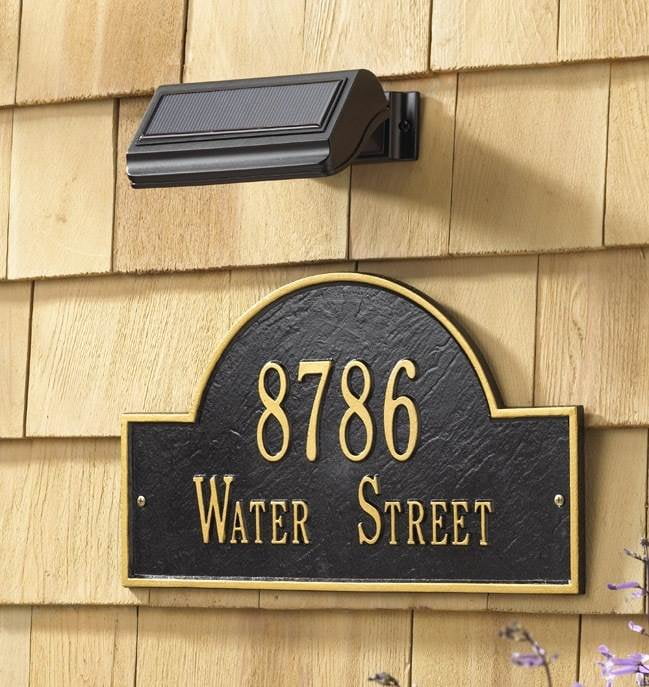 Illuminator Wall Mounted Solar Address Lamp in Black by Whitehall