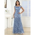 thumbnail image 3 of Vestido OFEYCHUN para la madre de la novia, color morado, lentejuelas, talla 10, 3 of 7