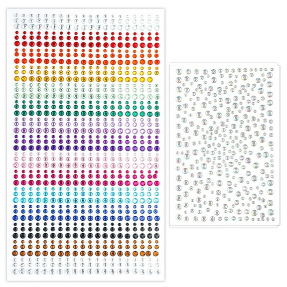 1250 Pcs Self Adhesive Rhinestones for Makeup Eyes 15 Colors Rainbow Rhinestones Face Jewels Face Gems Stick on, DIY Nail Makeup 3mm 4mm 5mm 6mm Rave Festival Accessories Costume for Women