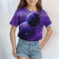 thumbnail image 2 of TOWED22 Girls Short Sleeve T Shirts Summer Tops Kids Lace Pleated Tees 5-14 Years(Light Purple,10-11 Y), 2 of 4