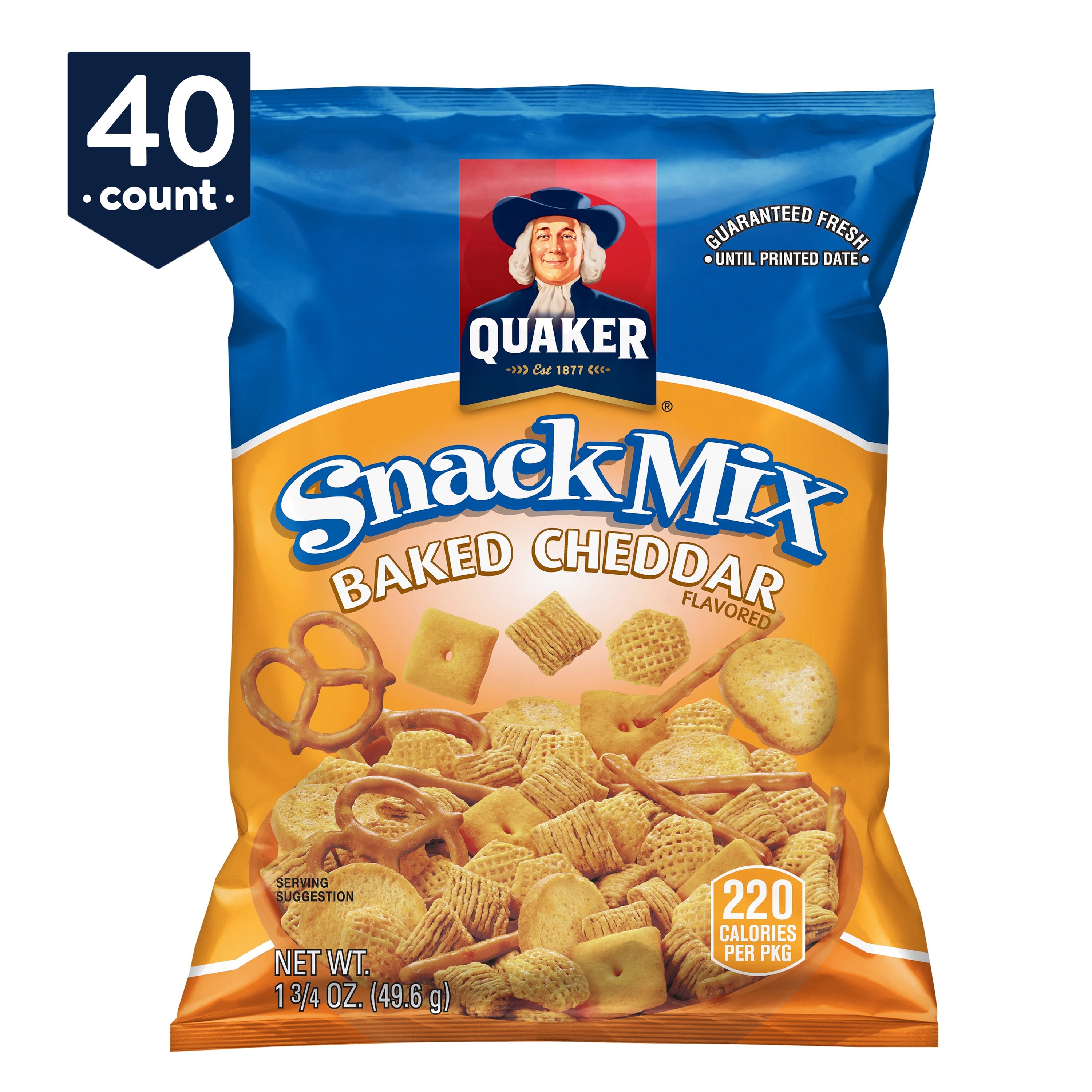 Quaker Baked Cheddar Snack Mix 1.75 oz Bags, 40 Count