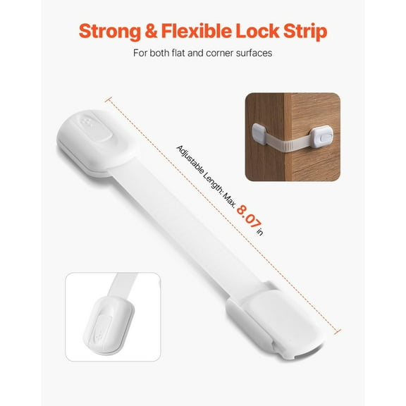 8 Child Safety Latches - 3M Sticky Cabinet & Drawer Locks for Toddler Proofing