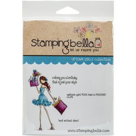 Stamping Bella Cling Rubber Stamp, Uptown Girl Posh Has A Present