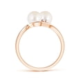 thumbnail image 2 of ANGARA Double Freshwater Cultured Pearl Ring with Diamond Accents in 14K Rose Gold for Women | June Birthstone, Birthday, Anniversary, Jewelry Gift for Women | Pearl Ring, 2 of 8