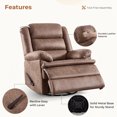 thumbnail image 6 of Bonzy Home Swivel Rocker Recliner, Manual Recliner Chair, Breathable Faux Leather Reclining Chairs with Overstuffed Arm and Back, Living Room Single Sofa Recliner, Light Brown, 6 of 9