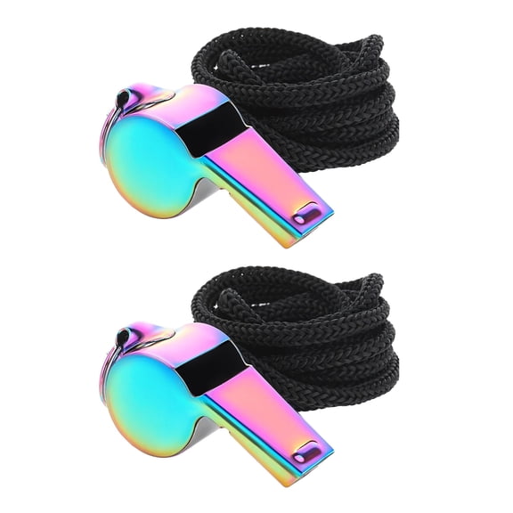 YIFAEUX 1Pc/2Pcs Sports Whistle Stainless Steel Whistle with Lanyard Loud Crisp Sound Whistle for Coaches Referee Official