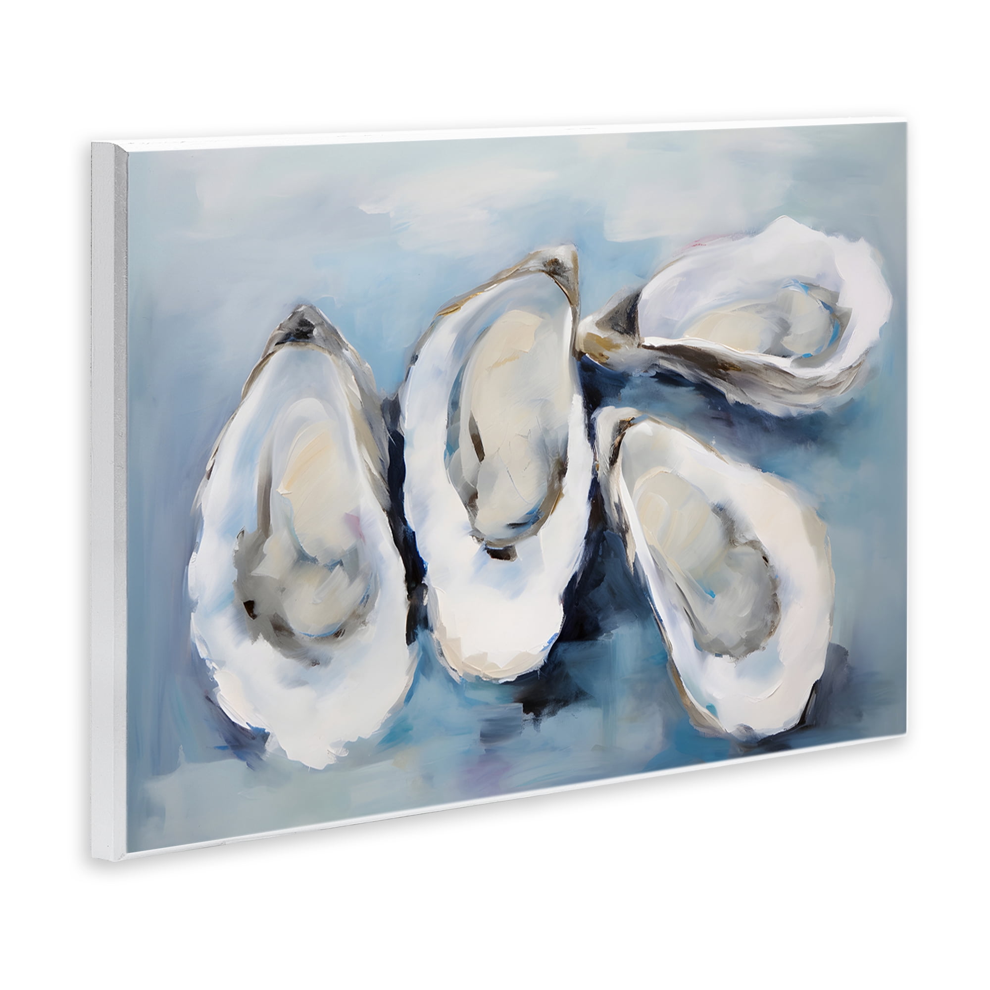 Stupell Industries Four Oysters Impression Nautical & Beach Painting Unframed Art Print Wall Art, 15 x 10