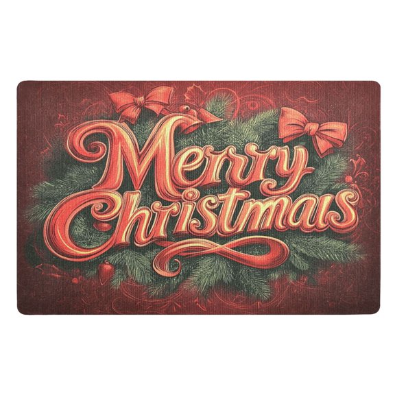 BZSMCE Floor Mats 32x20in Merry Christmas Print and Elegant Bowknot Creativity Doormats