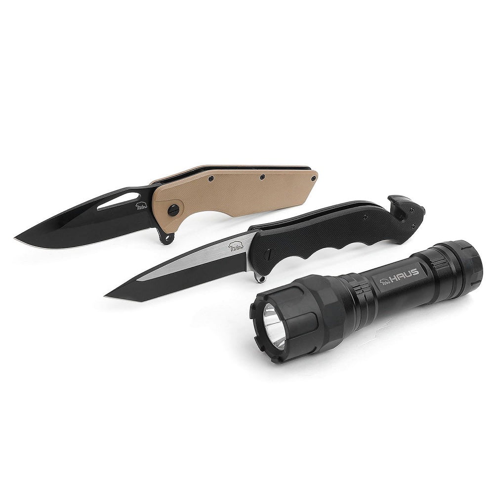 Haus Folding Knife And Flashlight 3 Pc Set Walmart Com Walmart Com