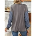 thumbnail image 4 of SWQZVT Long Sleeve Tops Oversized Round Crew Neck Casual Color Block Womens Shirts Blouses, 4 of 6