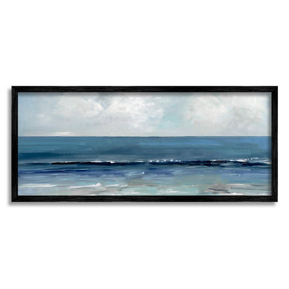 Stupell Industries Cloudy Ocean Waves Horizon Painting Black Framed Art Print Wall Art, Design by Sally Swatland