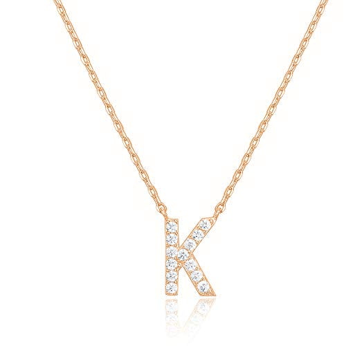 PAVOI 14K Yellow Gold Plated Cubic Zirconia Initial Necklace Letter Necklaces for Women
