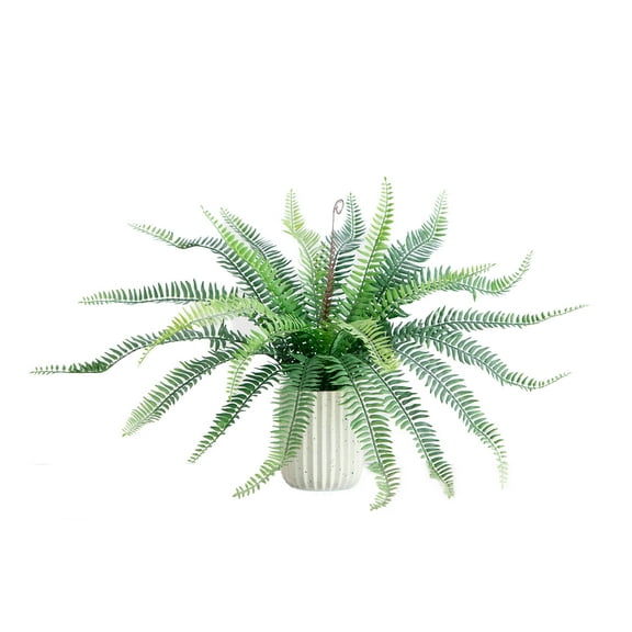 Nearly Natural 16in. Artificial Boston Fern Plant in Decorative Cement Planter