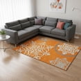 thumbnail image 2 of HomeRoots 669546 10 x 14 ft. Orange Ivory & Gray Floral Medallion Washable Machine Made Rectangle Area Rug with UV Protection, 2 of 9