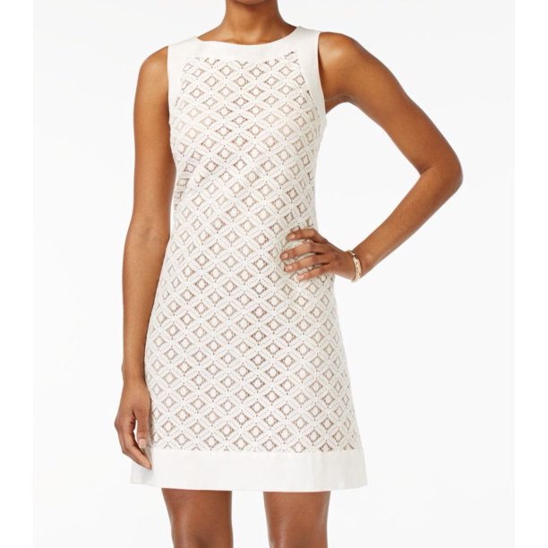 Jessica Howard Jessica Howard NEW White Womens Size 12 Crew Neck Lace