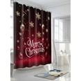 thumbnail image 3 of Merry Christmas Small Stall Shower Curtain, Waterproof Shower Curtains for Bathroom, Retro Red Ball Xmas Snowflakes New Year Washable Fabric Cloth Bath Curtain for Bathtub with Hooks 36x72 Inches, 3 of 6