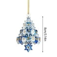 thumbnail image 5 of 1 Pcs Hanukkah Tree Ornaments Decorations 2D Happy Chanukah Jewish Wooden Hexagram Menorah Dreidel Snowman Gingerbread House Blue White Hanging Ornaments for Holiday Party Xmas Tree Decor Gift, 5 of 8