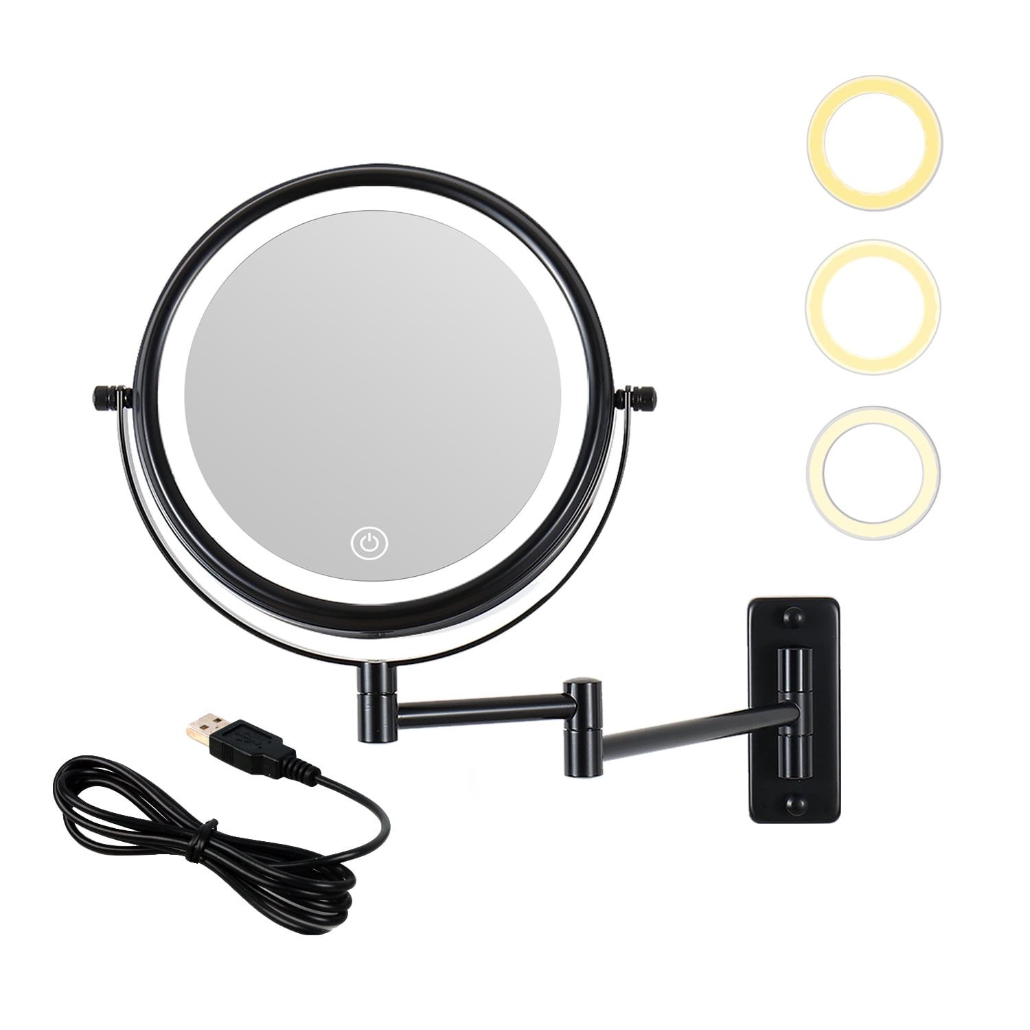 Rechargeable 8" Lighted Makeup Mirror 1x/10x Wall Mounted Magnifying
