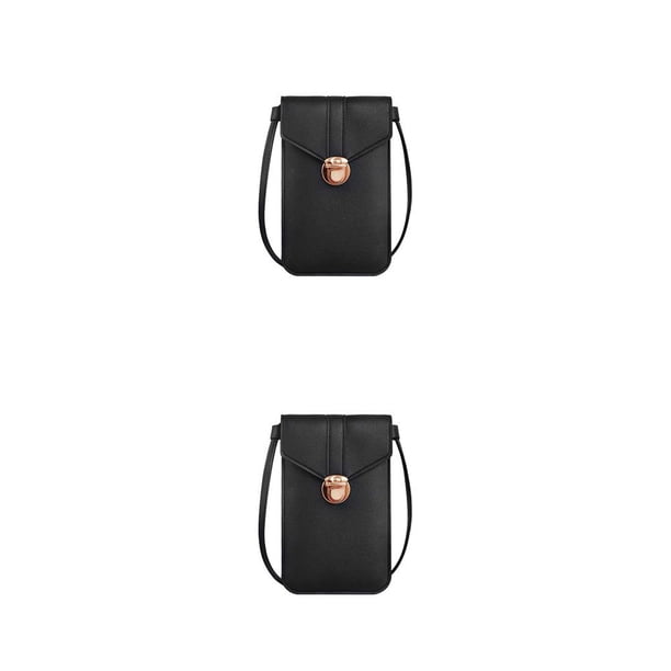 Minnieouse Bolsa para teléfono móvil, bolsa de hombro para teléfono móvil, monedero para exteriores, manos libres, compartimentos de Color Negro 2piezas