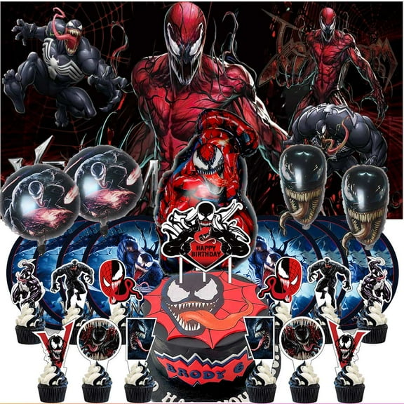 Venom Party Supplies Decorations Birthday Cake Topper Banner Decor Backdrop Balloons