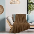 thumbnail image 4 of Unique Bargains 100% Cotton Cable Knit Throw Bed Blanket Coffee 60" x 78", 4 of 8