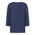 thumbnail image 4 of JULMCOMO Going Out Tops for Women Button Decor V Neck Tops 3/4 Sleeve Summer T-Shirts Striped Print Casual Dressy Tops Tunic, 4 of 5