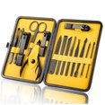 thumbnail image 1 of (amarillo) Kit de manicura y pedicura, cortaúñas profesional, recortador de cutículas, kit de manicura de 15 piezas, juego de pedicura para mujeres y hombres con exquisito, 1 of 5
