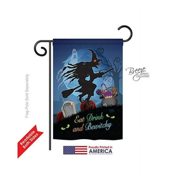 Breeze Decor 62005 Halloween Bewitchy 2-Sided Impression Garden Flag - 13 x 18.5 in.