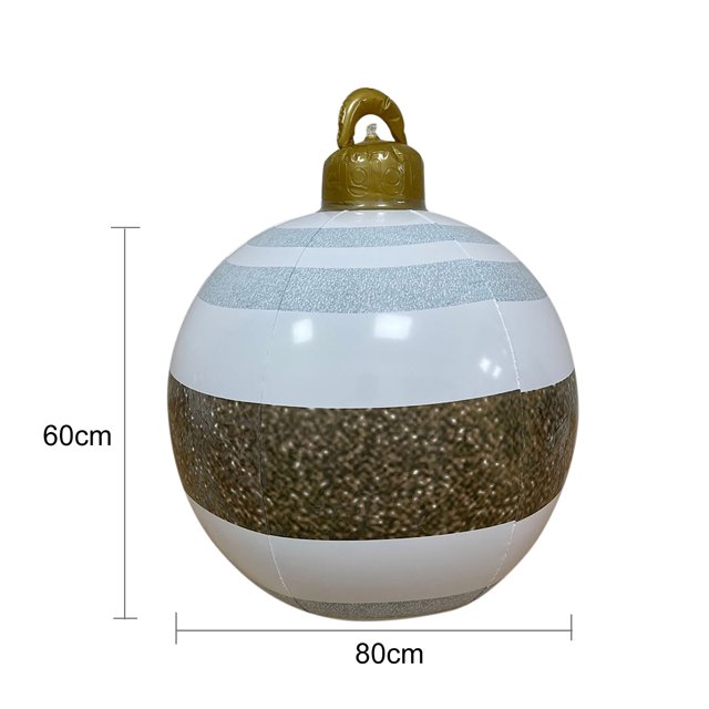 Light Up Christmas Bola inflable LED Bola decorativa (rayas blancas plateadas) Ndcxsfigh Para estrenar