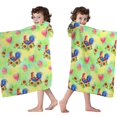 thumbnail image 4 of Rooster and Sunflower Green Pattern Hooded Bath Towel Wrap for Teens Ages 3 To 12, Soft Lightweight Quick Dry Microfiber Bath Beach Pool, 60"x35", 4 of 6